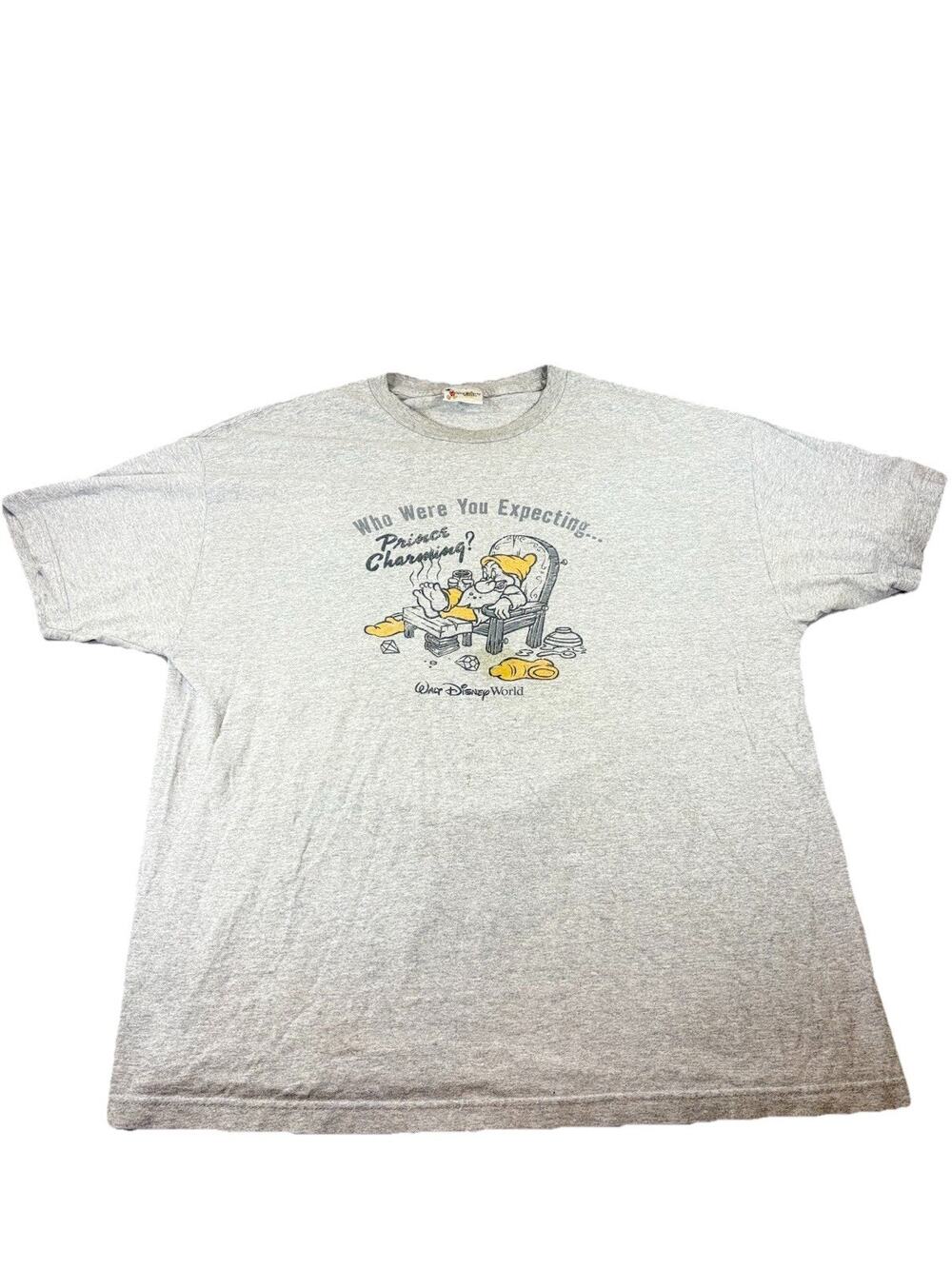 Vintage Walt Disney World Shirt Gray Grumpy Prince Charming 7 Dwarfs Y2K Sz 2xl